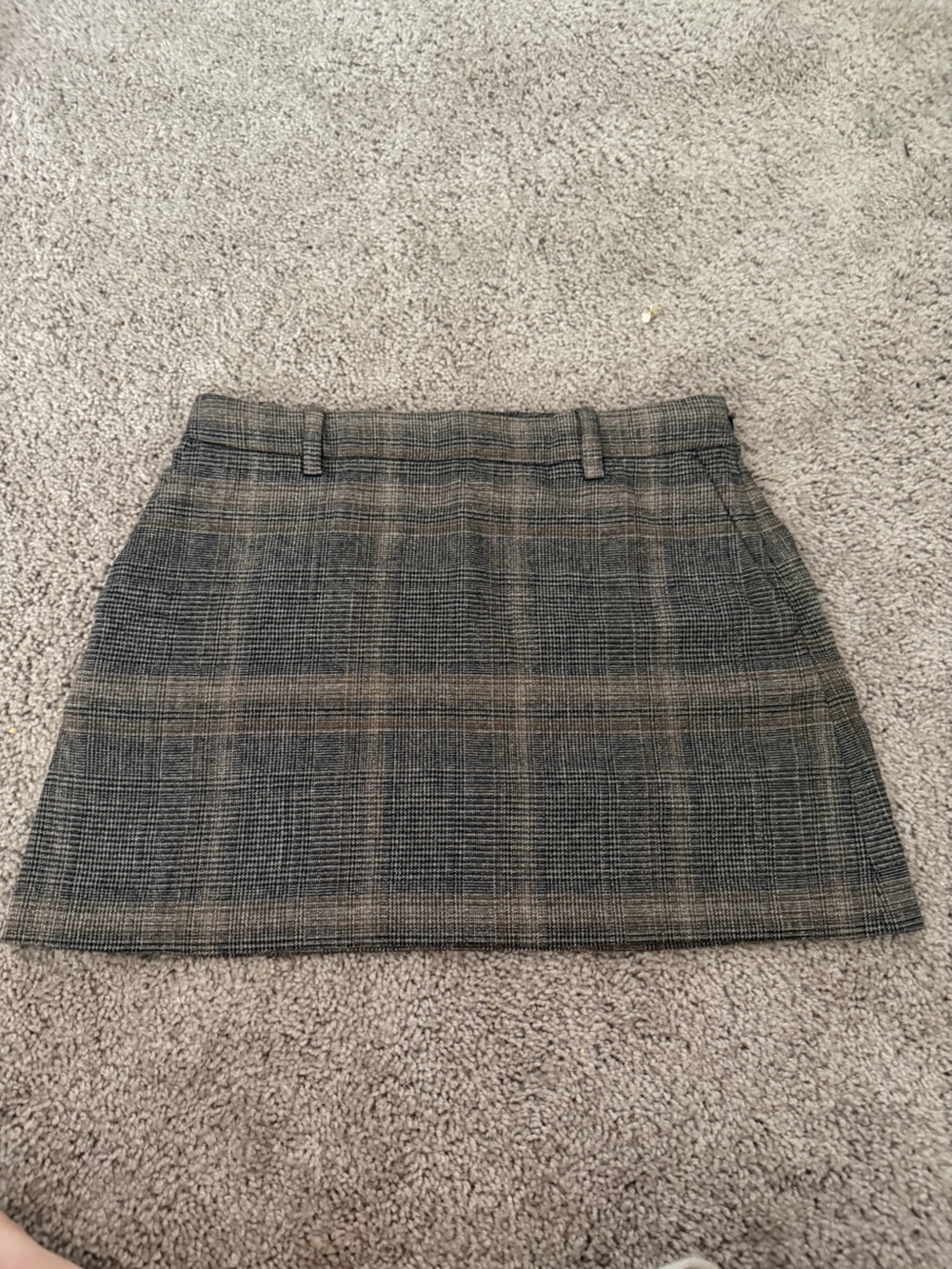 Madewell Suiting Mini Skirt in Plaid Brown Gray Glen Check